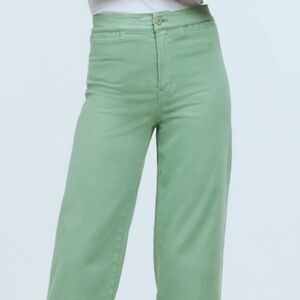 The Emmett Wide-Leg Crop Pant: Welt Pocket Edition Green Size 28